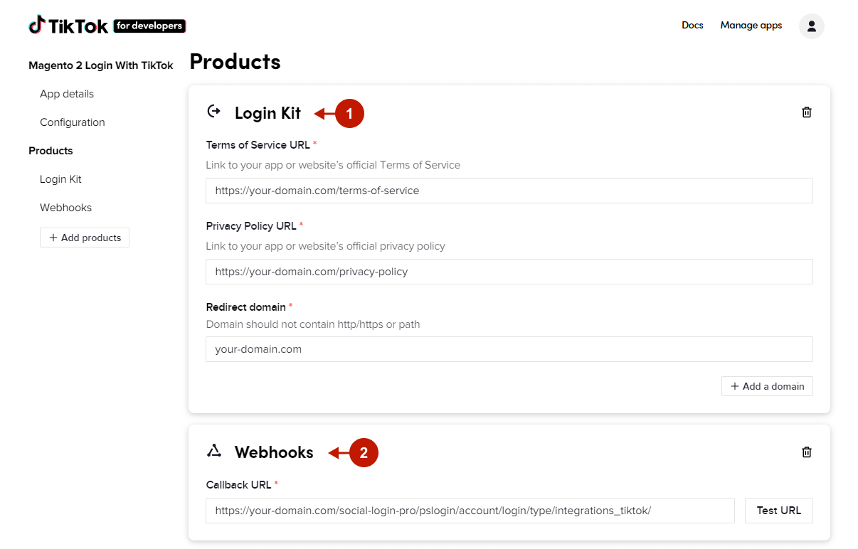 Magento 2 TikTok Login Integration - Setting Up applicaiton 5