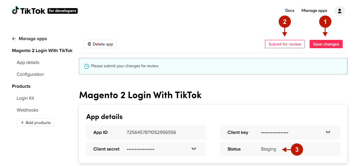 Magento 2 TikTok Login Integration - Setting Up applicaiton 6