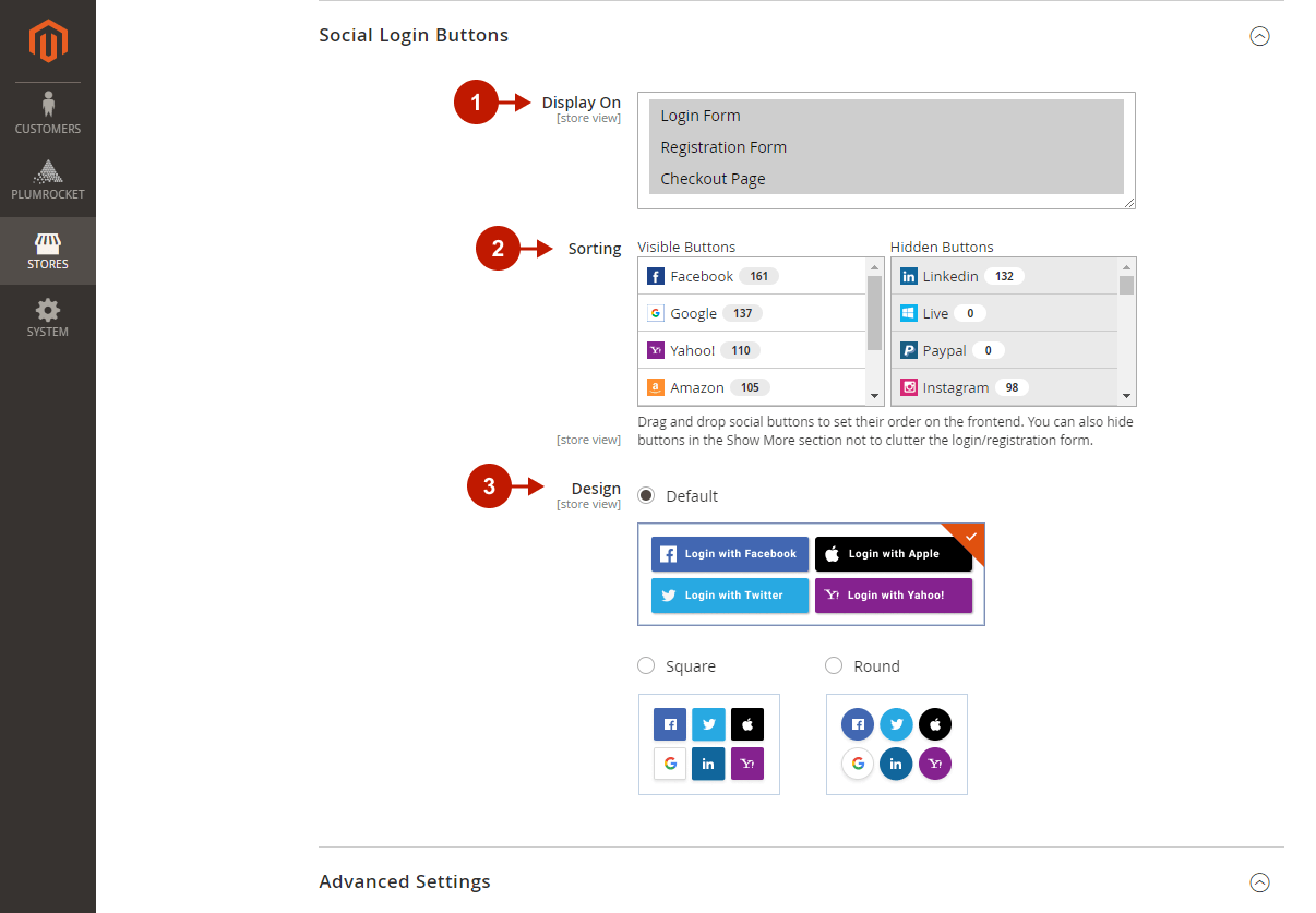 Magento 2 Social Login Pro extension configuration - social buttons