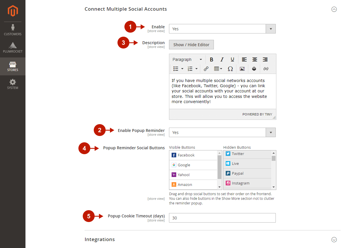 Magento 2 Social Login Pro extension configuration - connect multiple social accounts