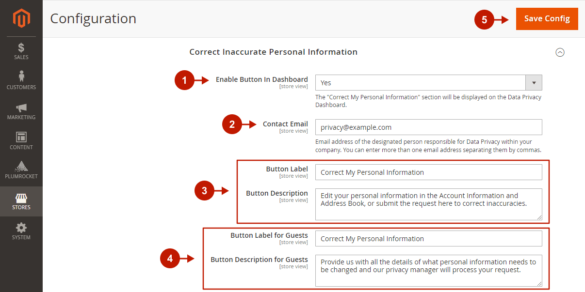 Magento 2 CCPA & CPRA extension configuration - Correct Inaccurate Personal Information