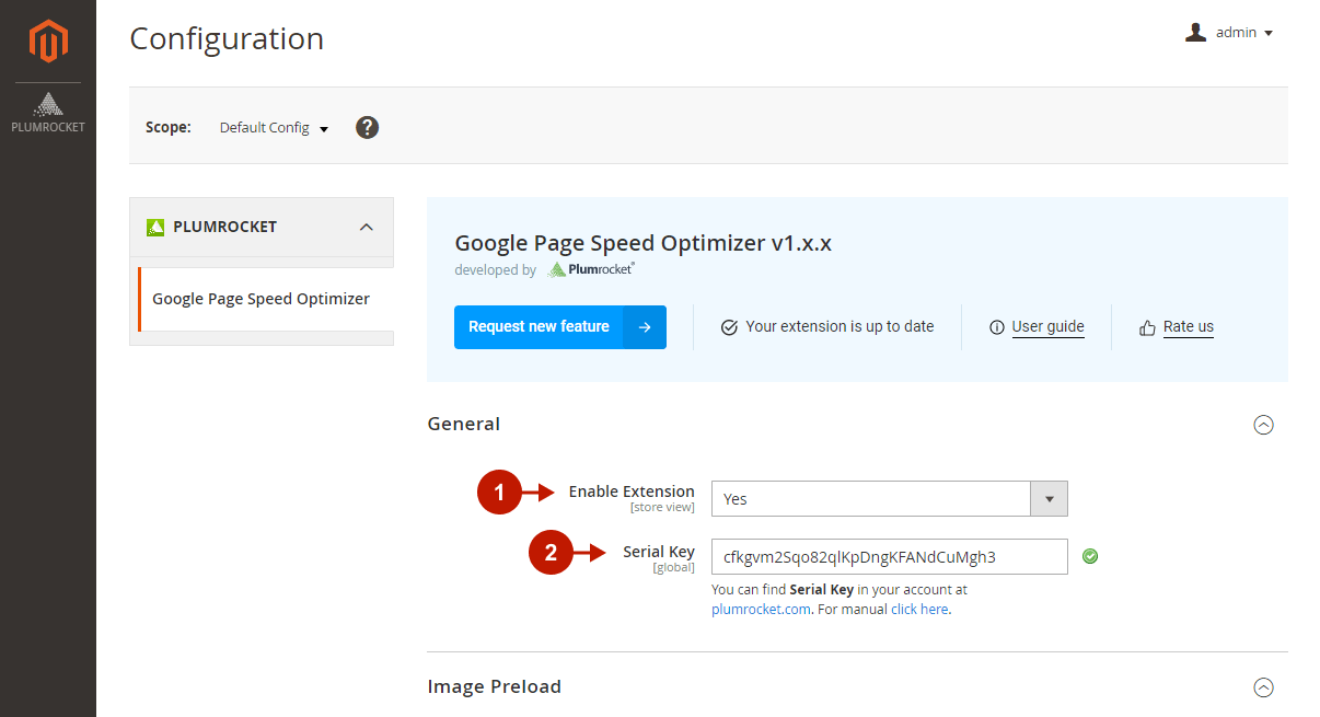Magento 2 Google Page Speed Optimizer Extension Configuration - General