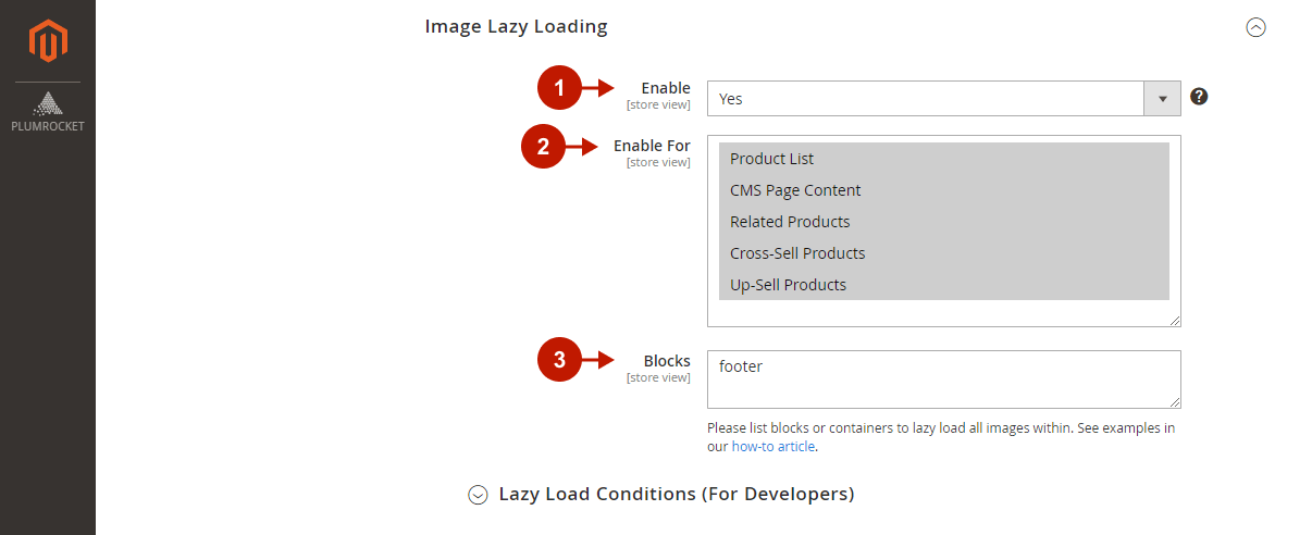 Magento 2 Google Page Speed Optimizer Extension Configuration - Image Lazy Loading