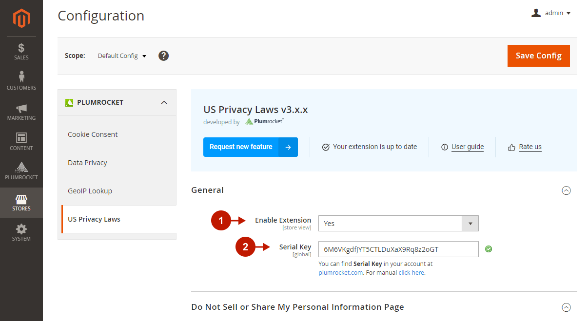Magento 2 US Privacy Laws Extension Configuration