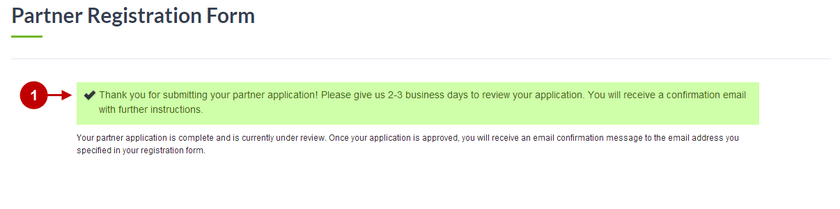 Plumrocket Partner Registration form success