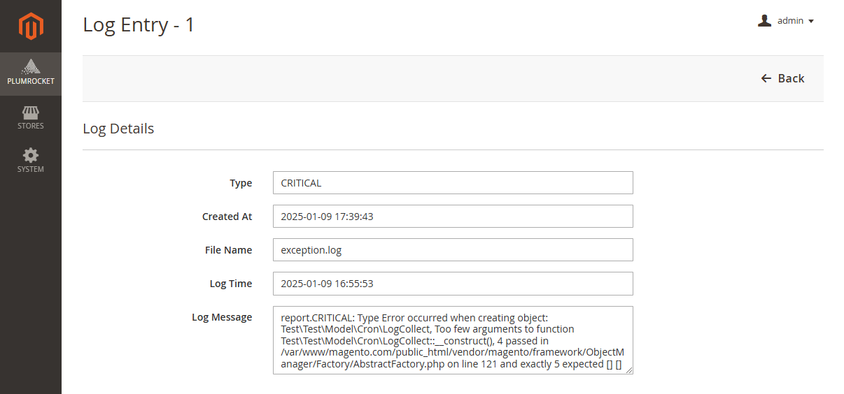 Magento 2 Admin Email Notififcations Extension - Error Log Details