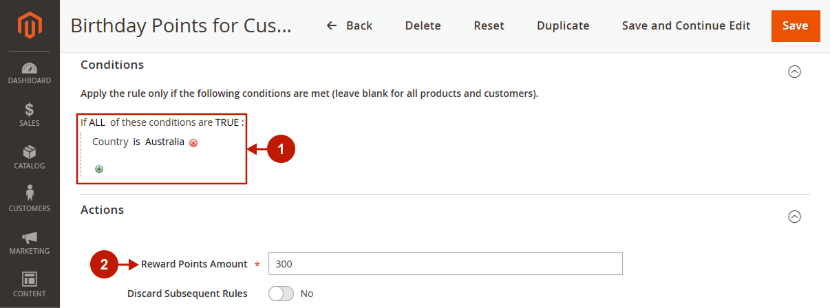 magento 2 reward points - customer birthday - example2