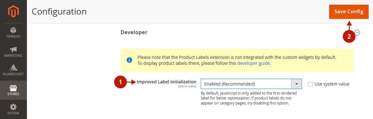 Magento 2 product labels extension configuration developer