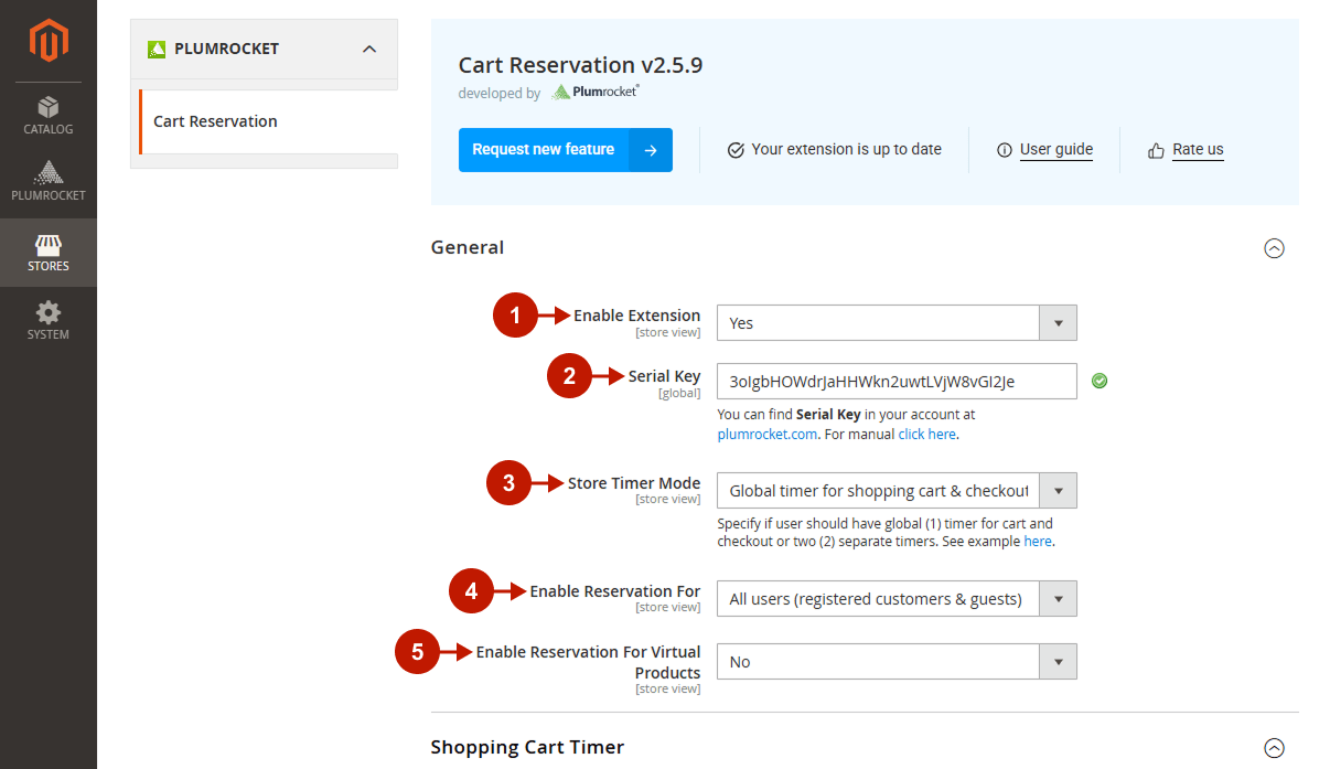 Magento 2 Cart Reservation extension - Configuration - General Settings
