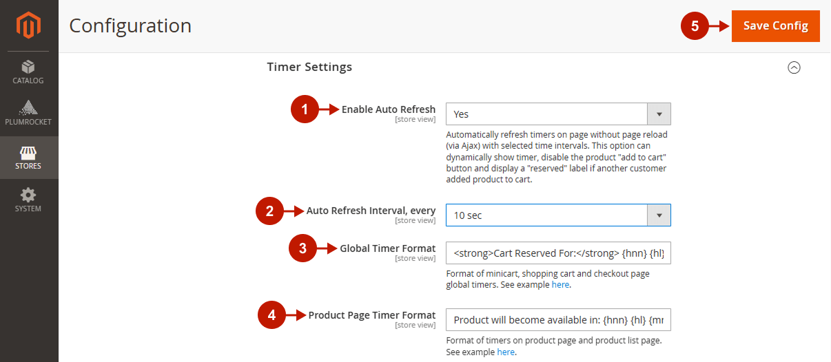Magento 2 Cart Reservation extension - Configuration - Timer Settings