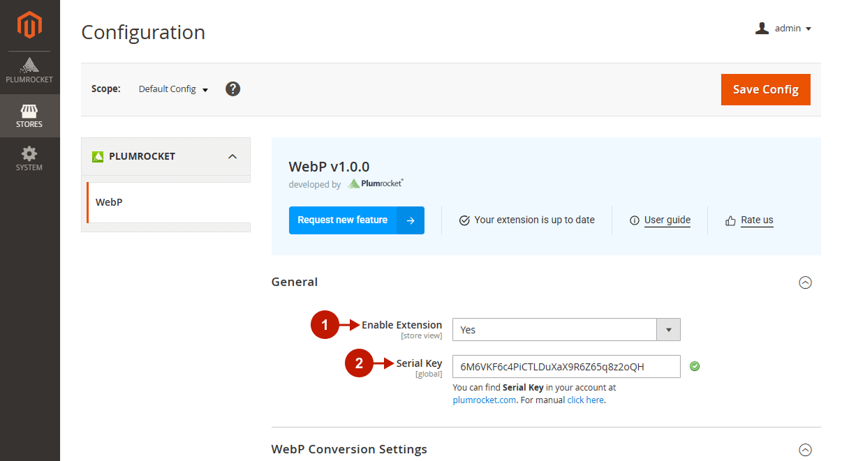 Magento 2 WebP Image Optimizer Extension - General Configurations