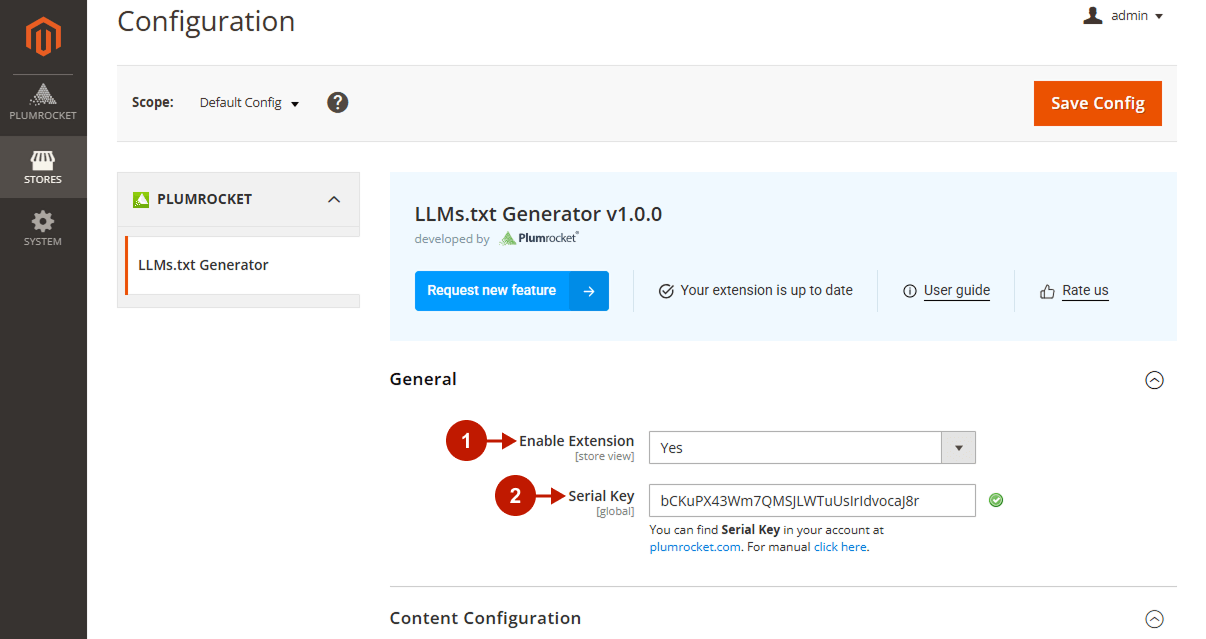 Magento 2 LLMs TXT Generator Extension - General Configurations