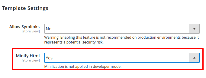 Magento 2 Template Settings - Minify HTML