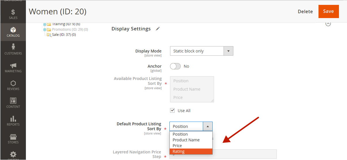 How to Make “Rating” the Default Sort Option — Catalog