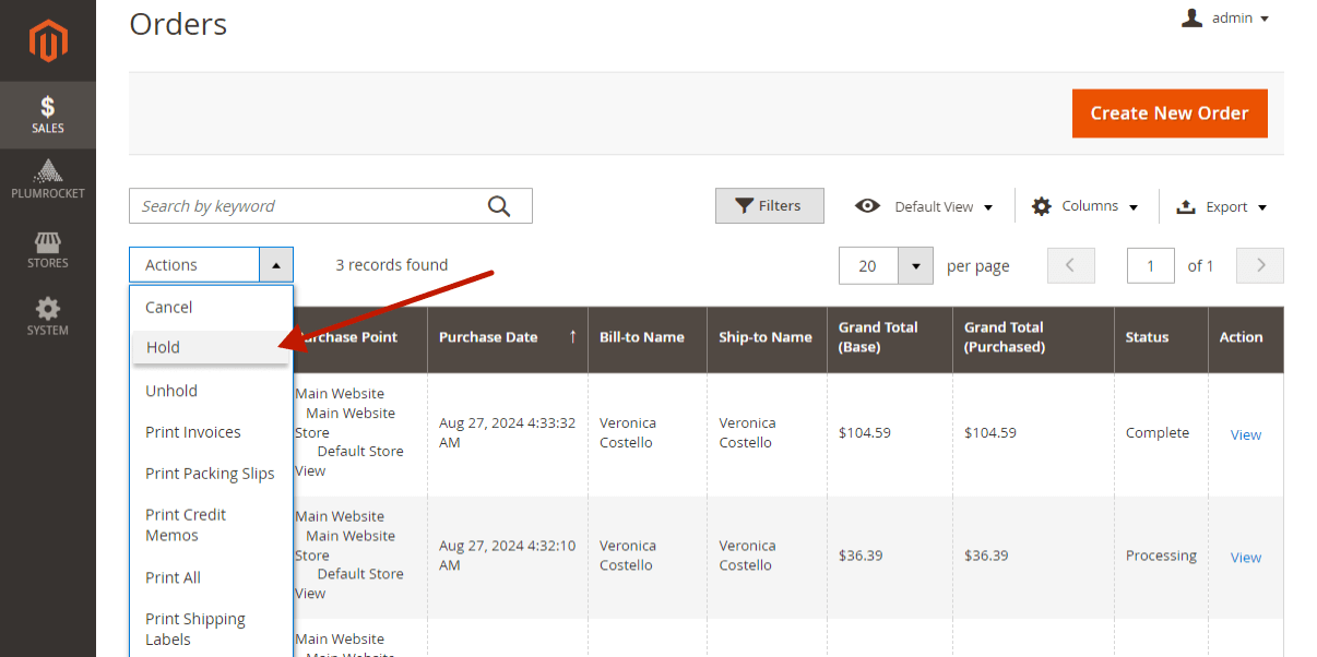 Change Order Status in Magento 2 Manually in the Admin Panel