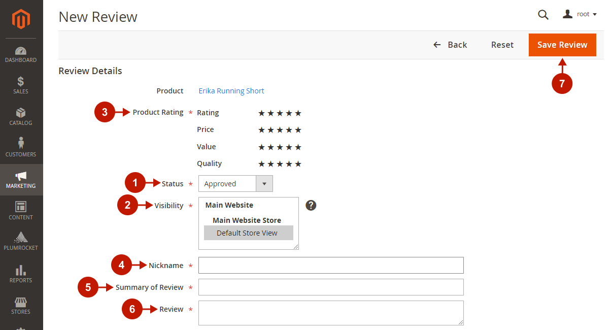 How to Manage Magento 2 Product Reviews — Add new review — Steps