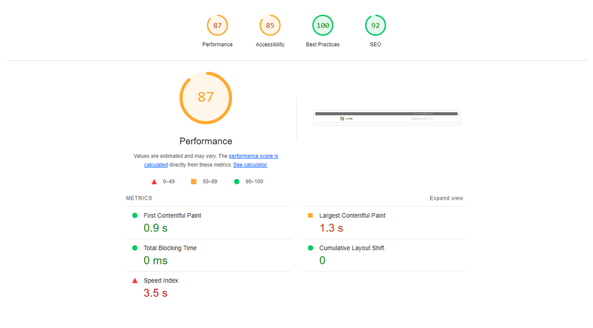 Hyvä VS Luma Performance on Desktop Devices: Luma's Category Page