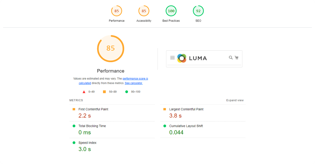 Hyvä VS Luma Performance on Mobile Devices: Luma's Category Page