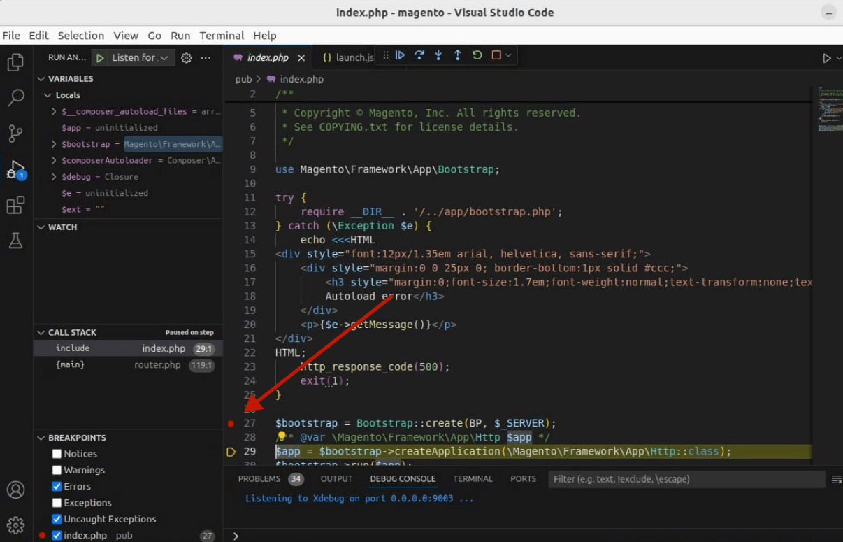 Testing Magento 2 with Xdebug in VsCode