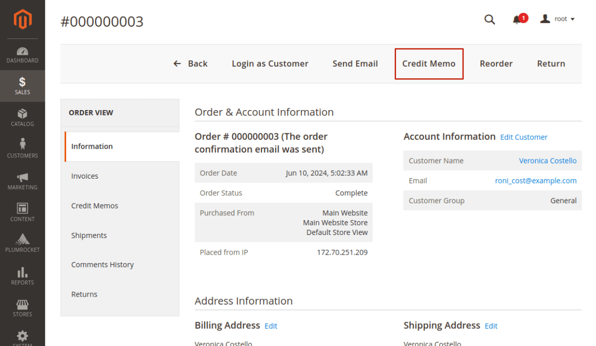 How to Create a Magento 2 Credit Memo - Step 2