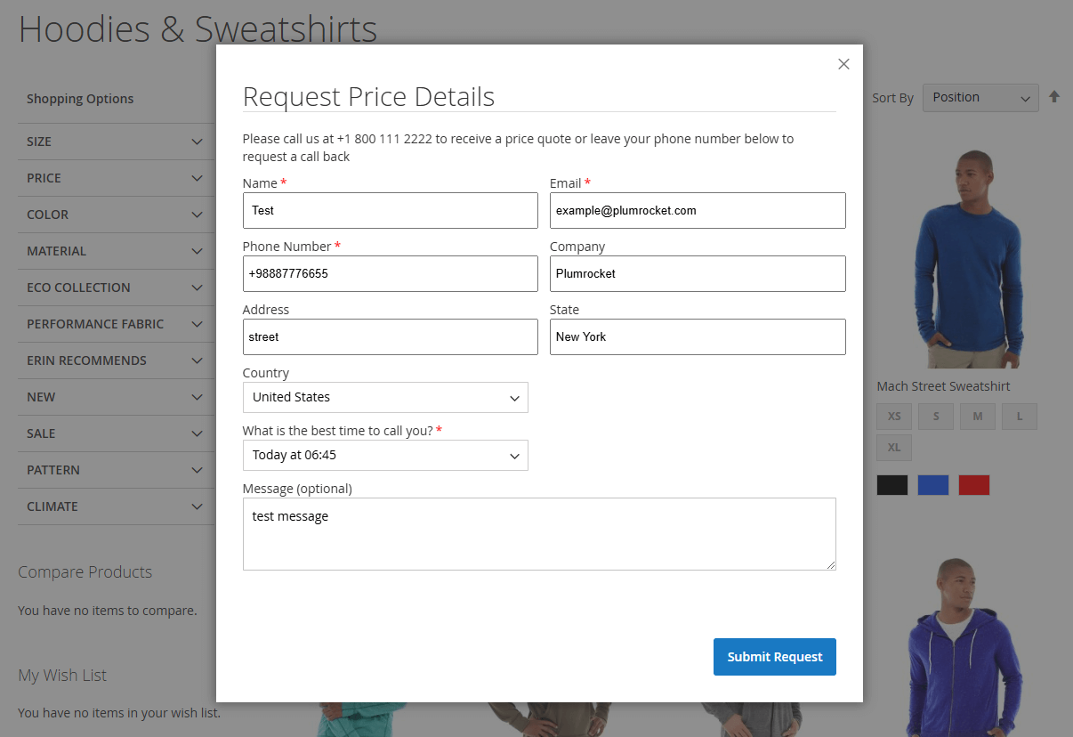 Testing the Call for Price Form: Step 2