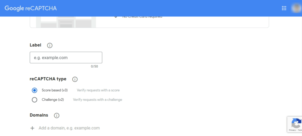 Step 1: register your website at Google reCAPTCHA