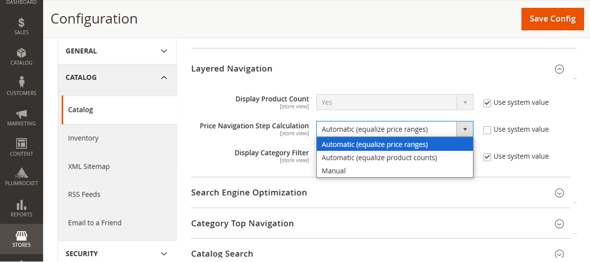 Configure the Layered Navigation Price Filter in Magento 2: Step 2