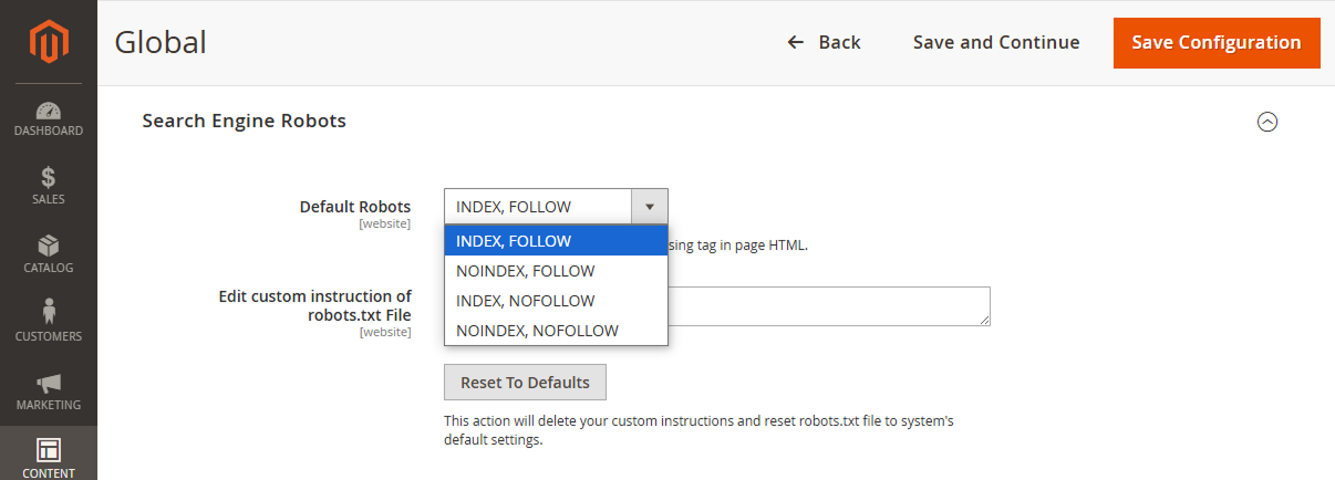 Magento 2 SEO: Manage Meta Robots