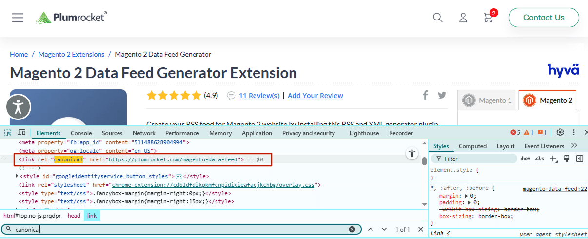How to Check Whether Canonical Tags Are Applied in Magento 2