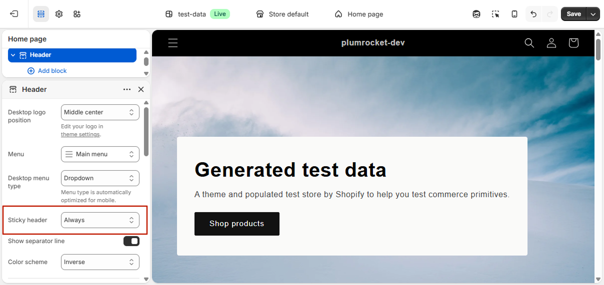 Edit the Header in Shopify