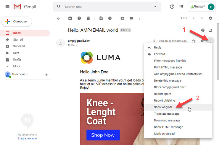Gmail  AMP Email Content example 2