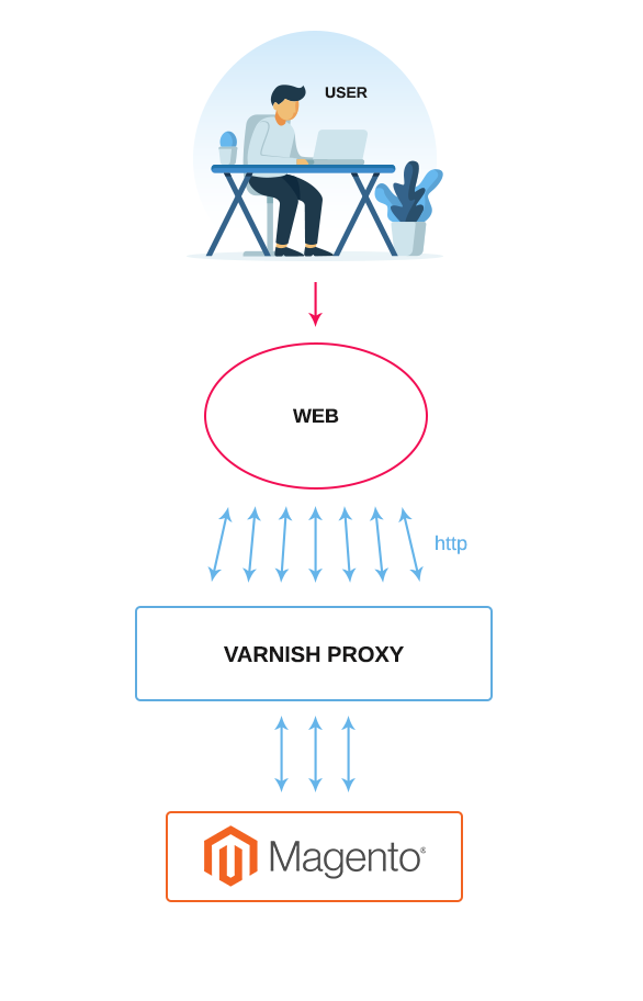 Basic view of Varnish in Magento topology
