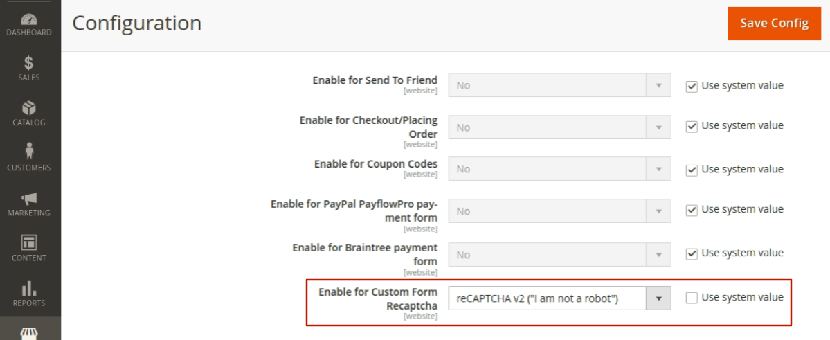 Step 3. Add the Magento 2 Custom Form to the List of Frontend reCAPTCHA