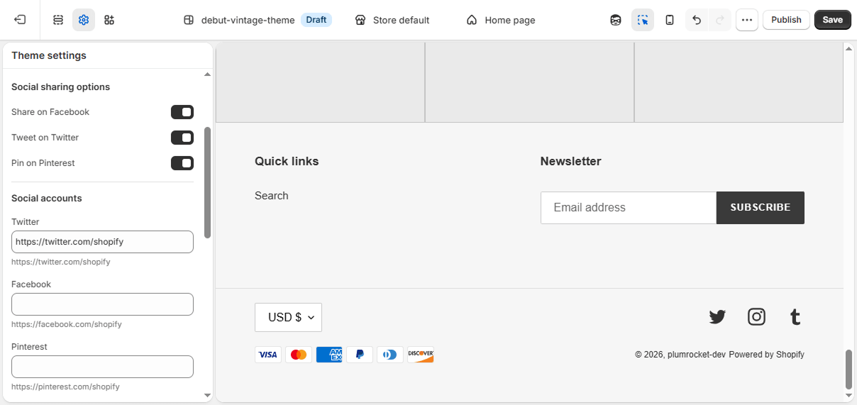 How to Add Social Media Links to Shopify Using Theme Settings