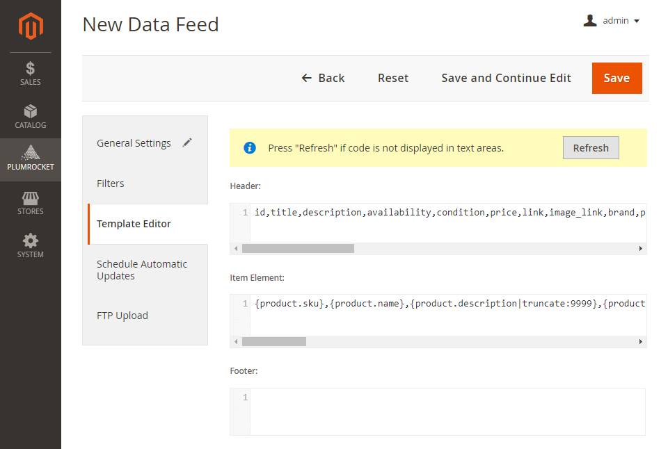 magento 2 facebook product feed: edit product attributes