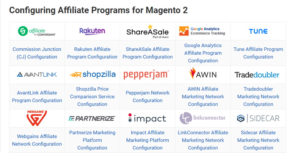 Magento 2 Affiliate Programs extension network configuration guide