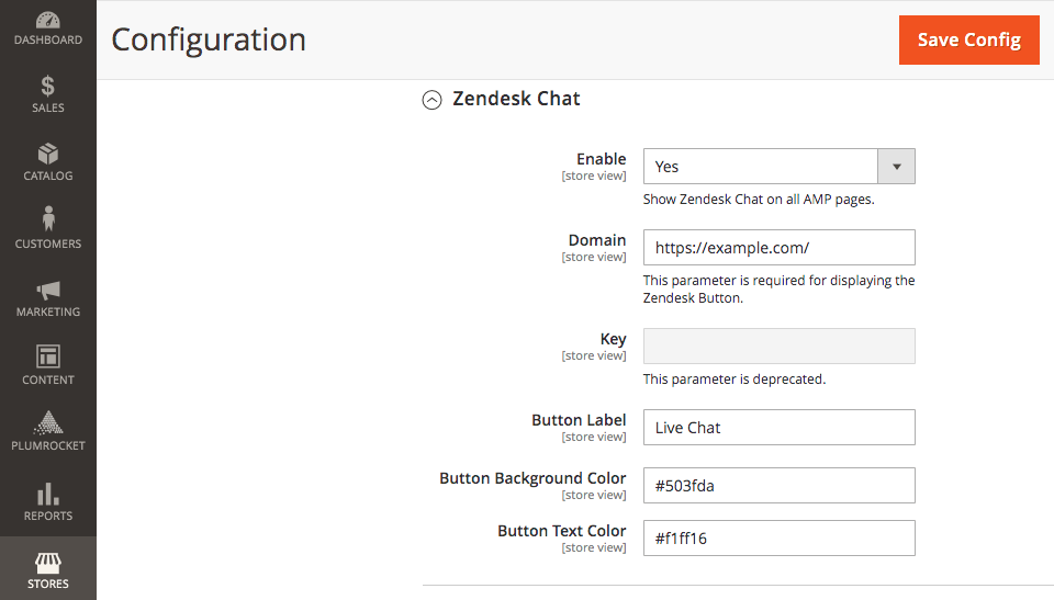 magento 2 amp extension zendesk chat admin panel