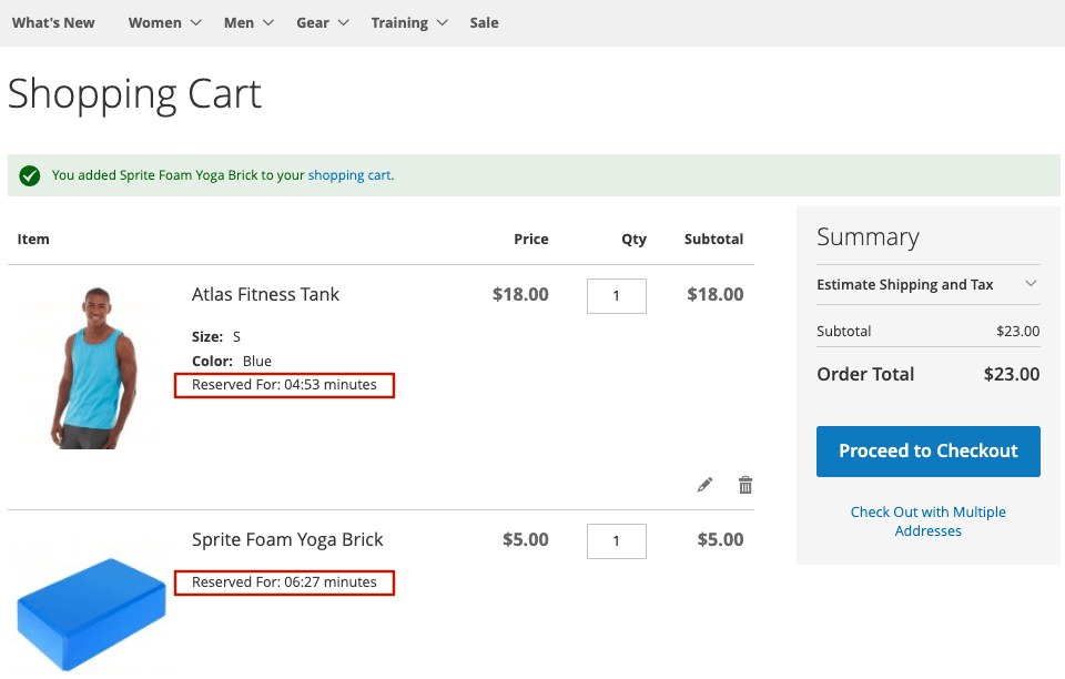 Magento 2 Cart Reservation Extension - Individual timers
