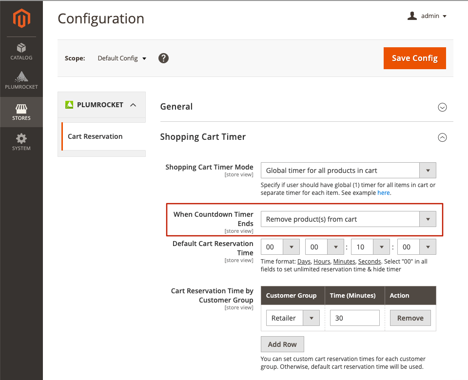 Magento 2 Cart Reservation Extension - setting action when the countdown timer ends