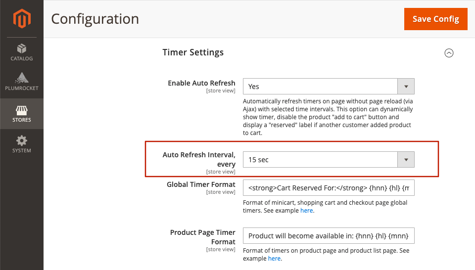 Magento 2 Cart Reservation Extension - Timer Auto Refresh Interval