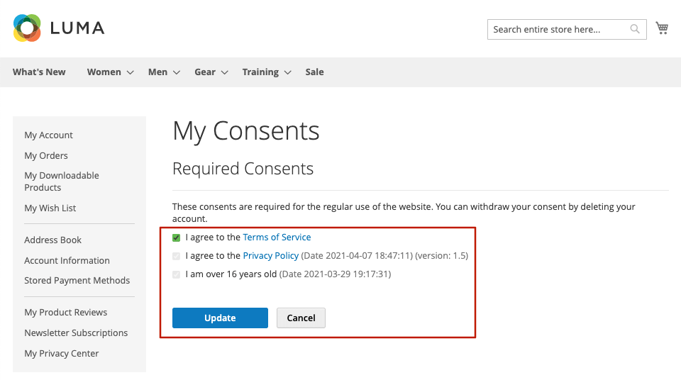 Magento 2 GDPR extension - changing consent preferences 3