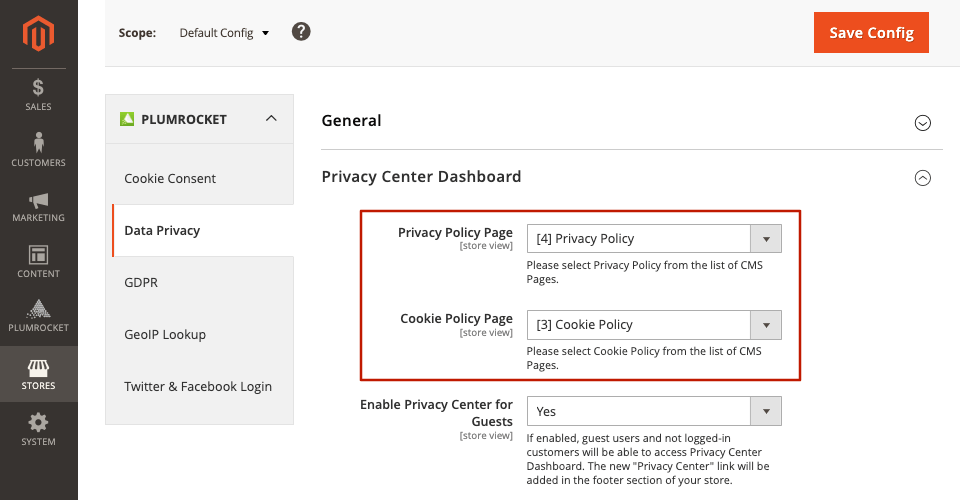 Magento 2 GDPR extension - setting up Privacy Policies