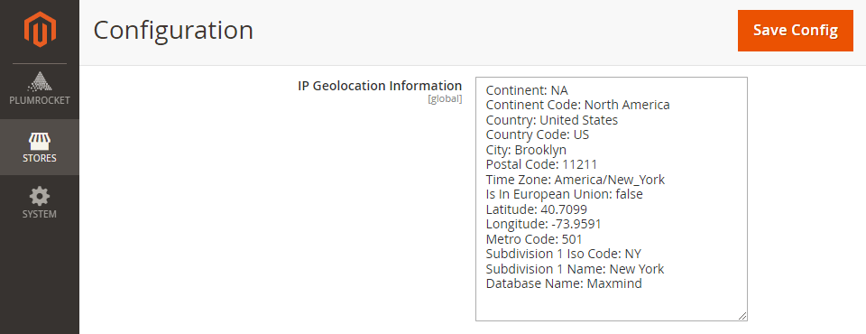 Magento 2 GeoiIP Lookup Extension - Geolocation data retrieved from Maxmind database