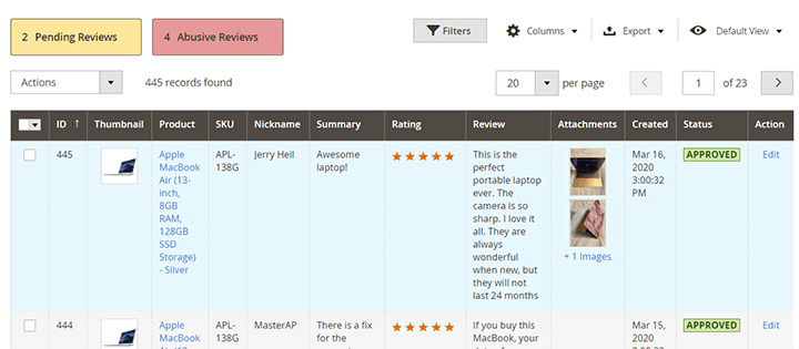 Advanced Reviews Grid Magento 2 Product Reviews and Reminders