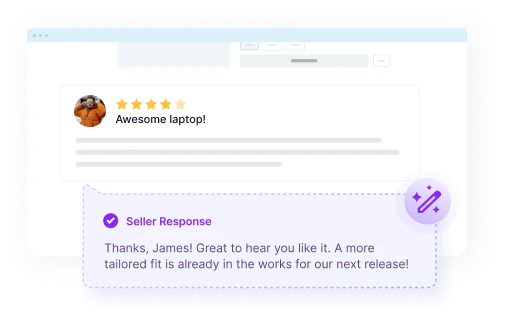 AI-written seller response published under a Magento 2 product review