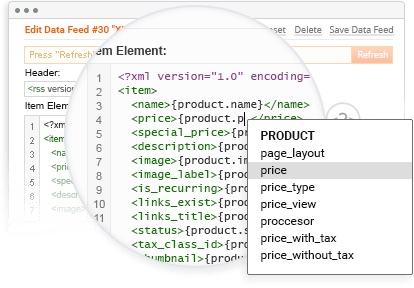 Visual Data Feed Template Editor