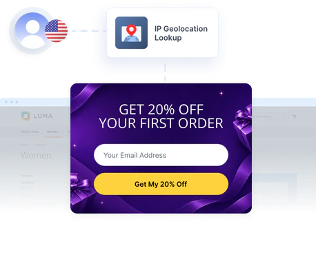 Newsletter popup localized by the visitor's country