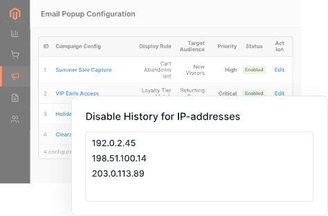 IP exclusion settings that keep popup statistics accurate