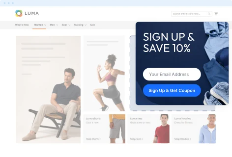 Newsletter subscription widget embedded in a store page