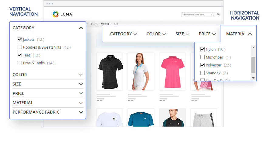 Vertical & Horizontal Navigation for Magento 2